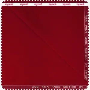 RAYMOND RED 45% WOOL BLENDED PLAIN UNSTITCHED SUIT FABRIC- 3.5 MTS / VV7286